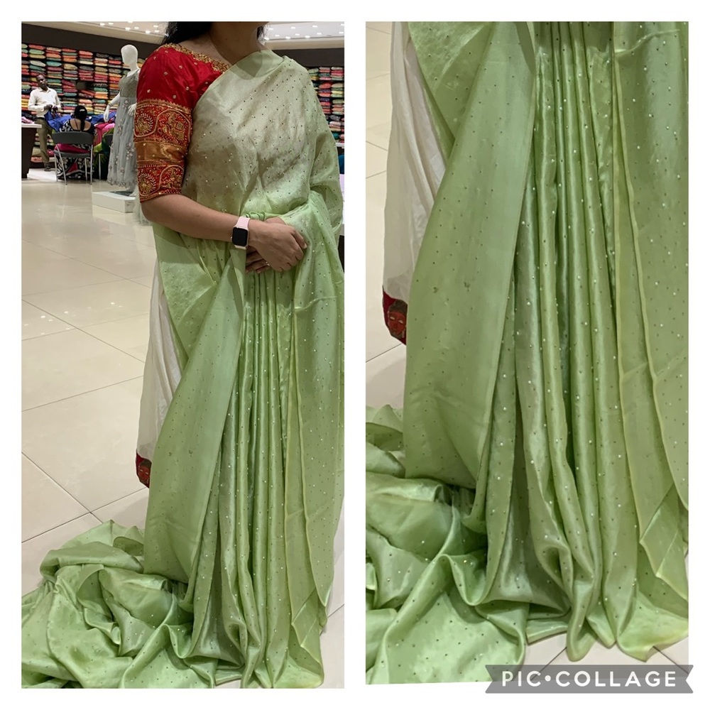Beautiful sea green with gold shade party Saree